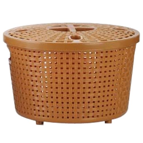 Nakoda Plastic Basket With Lid - Round, Silky, 222, 1 pc