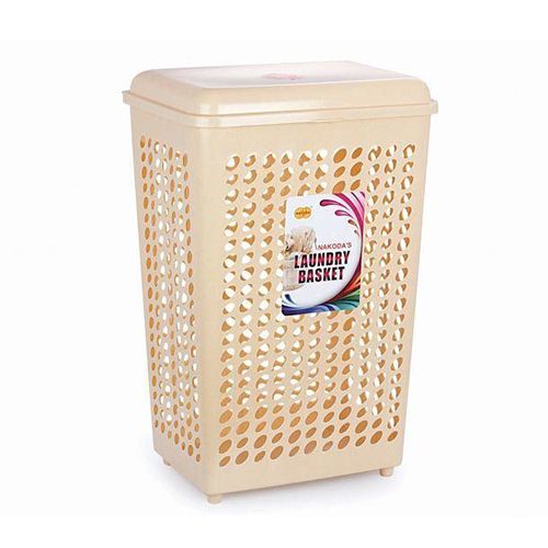Nakoda Square Laundry Plastic Basket With Lid - Assorted Colour, 50 L